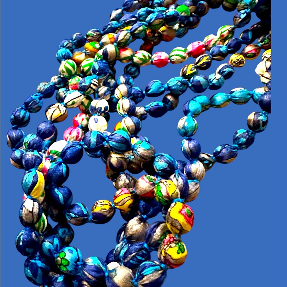 Unique Hermes silk scarf beaded necklace